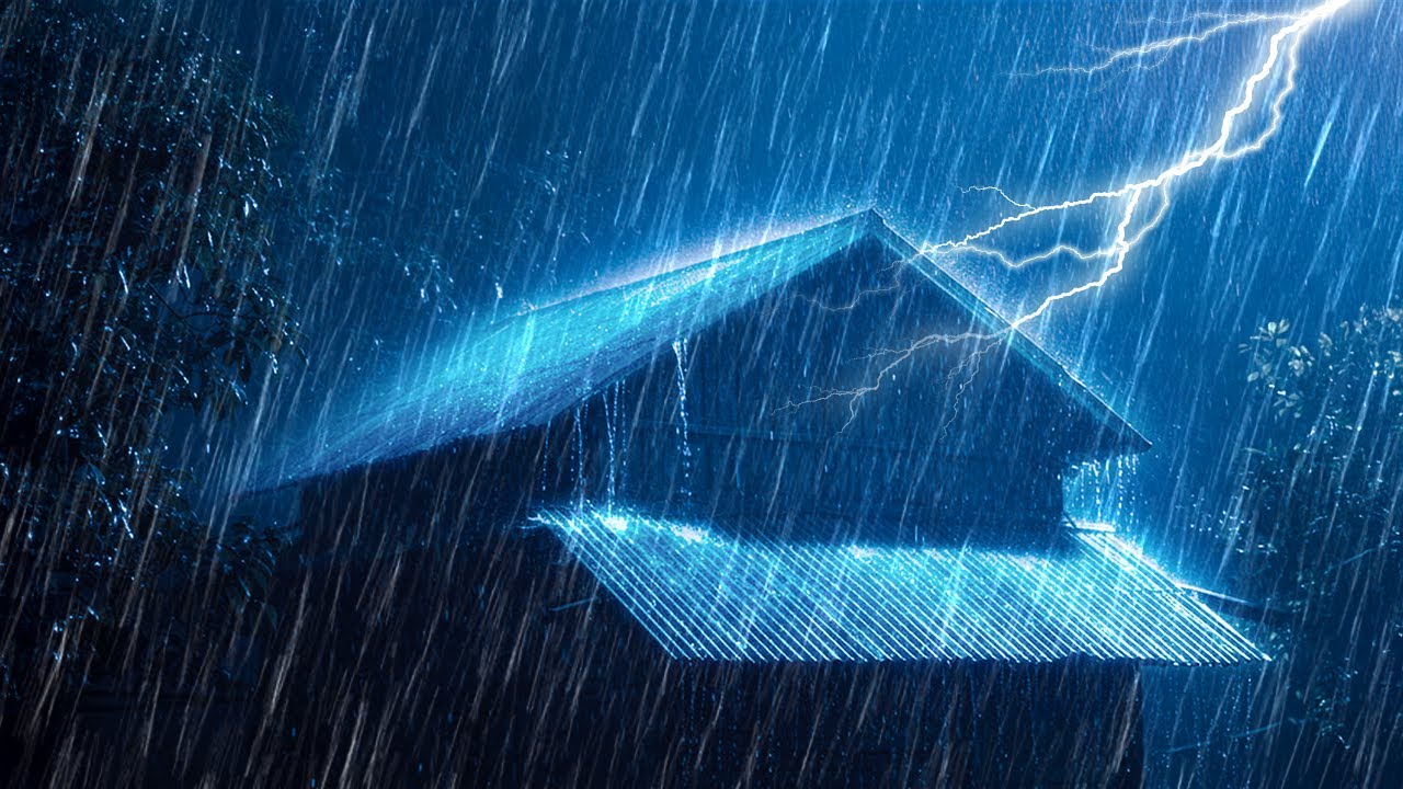 99.9% Sleep in 2 Minutes with Heavy Rainfall and Deep Thunder on Cabin Roof in the Forest