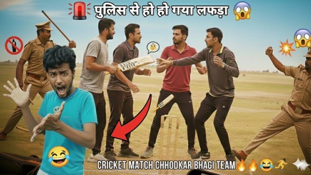 Cricket 🏏 Match में पुलिस 😂 से लफड़ा!👮‍♂️ (End Miss मत करना) Match  Chhodkar Bhagi Team