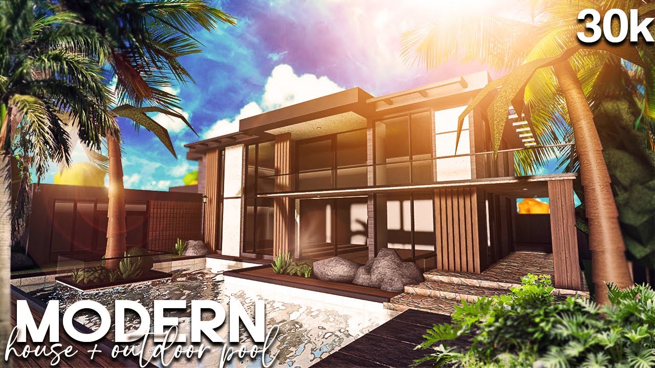 Bloxburg: 30k Modern House + Outdoor Pool | Roblox | Housebuild
