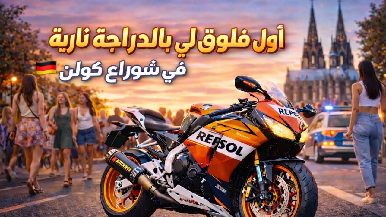 أول تجربة لي في شوارع كولن المانيا على الدراجة النارية 🔥