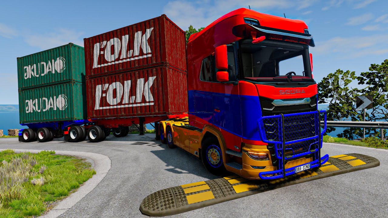 Trucks vs Upside Down Speed Bumps | BeamNG.DRIVE