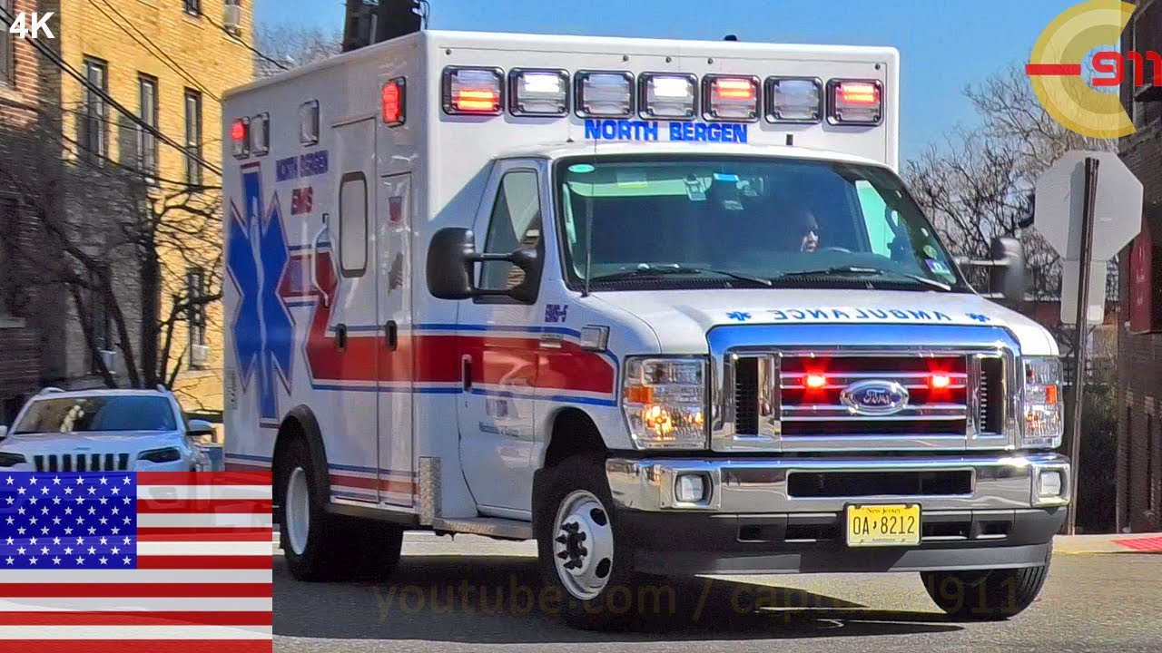 [NORTH BERGEN] EMS-5 responding on siren and lights | Rettungswagen auf Einsatzfahrt NJ | Code 3