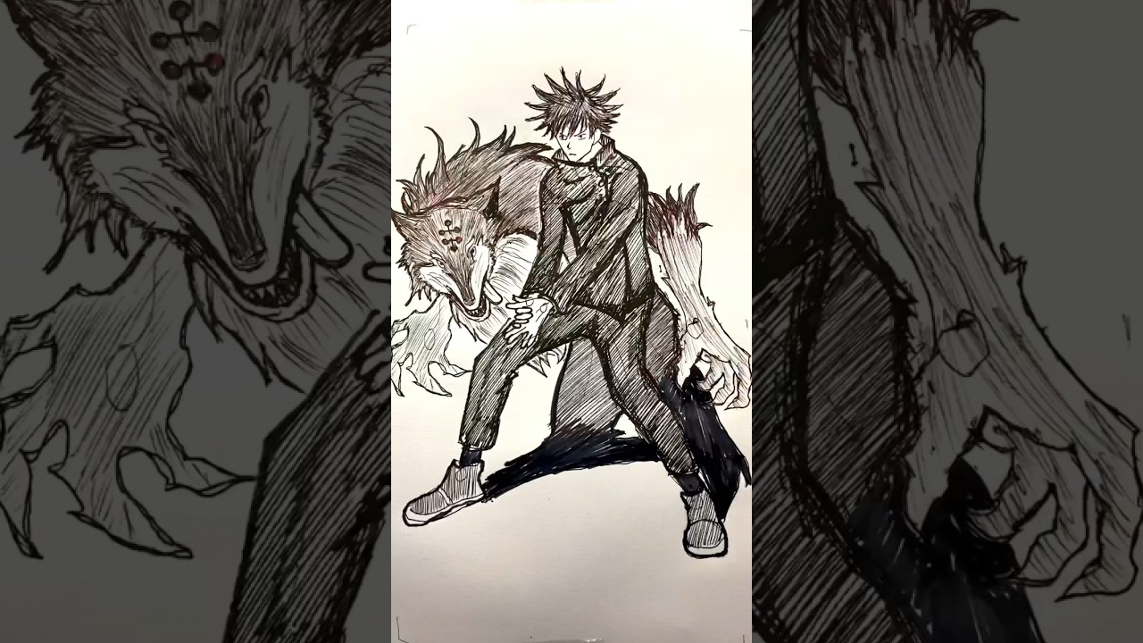 Megumi and Divine Dog Speed Drawing | Jujutsu Kaisen #megumi #jjk #gojo #sukuna #dog