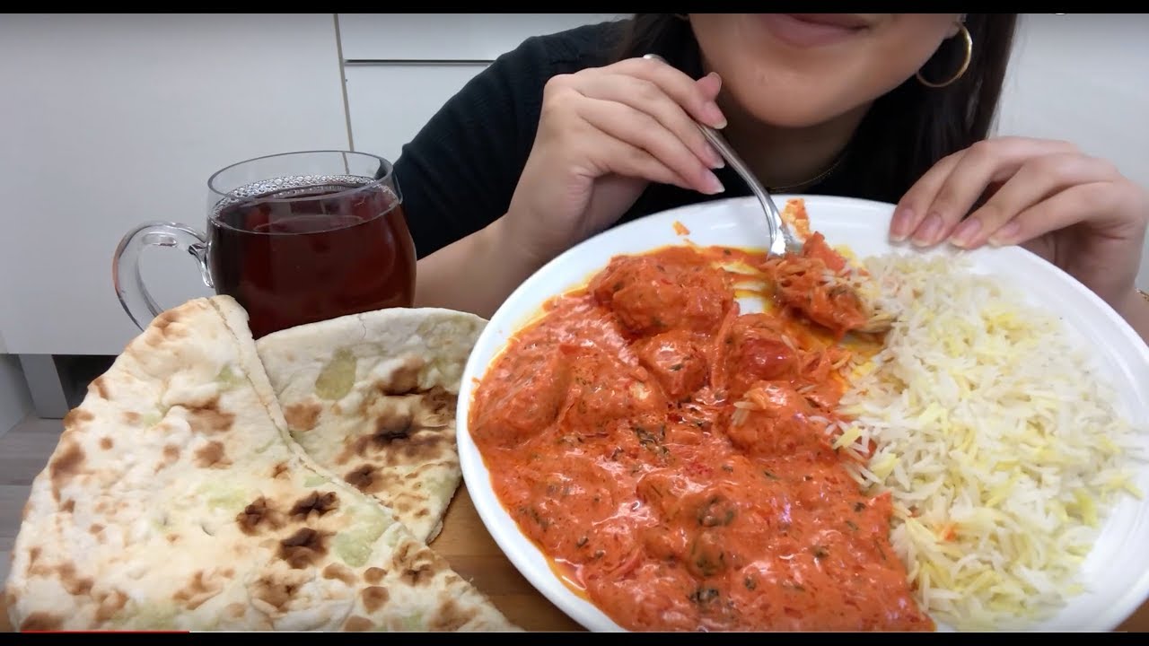 Watch Me Eat Butter Chicken (Indian Food)| Mukbang | No Talking | Eating Sounds