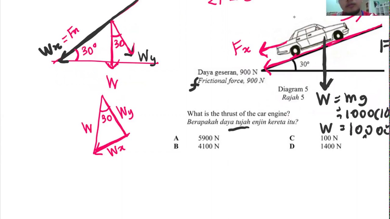 Daya pada satah condong (daya seimbang) soalan fizik SPM