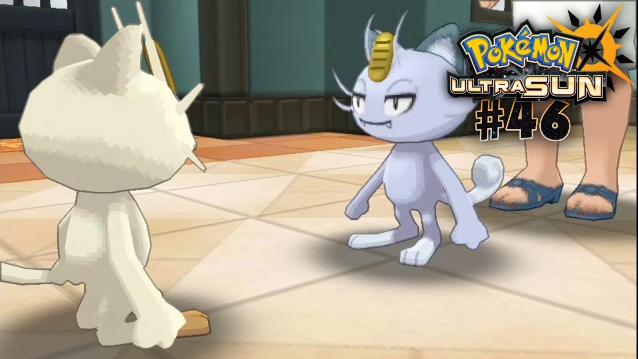 Pok&eacute;mon Ultra Sun #46 [UPSCALED] (Kantonian Meowth vs Alolan Meowth)