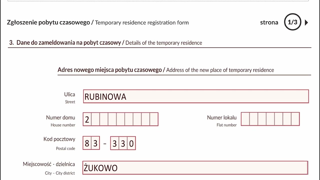 Zgłoszenie pobytu czasowego w Urzędzie Gminy w Żukowie