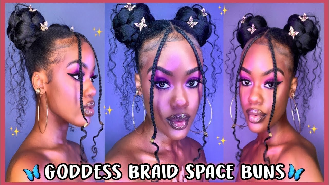 HOW TO: GODDESS BRAID SPACE BUNS 🦋 | Outre Braid Up Pre-Stretched Braiding Hair | Adaisha Miriam