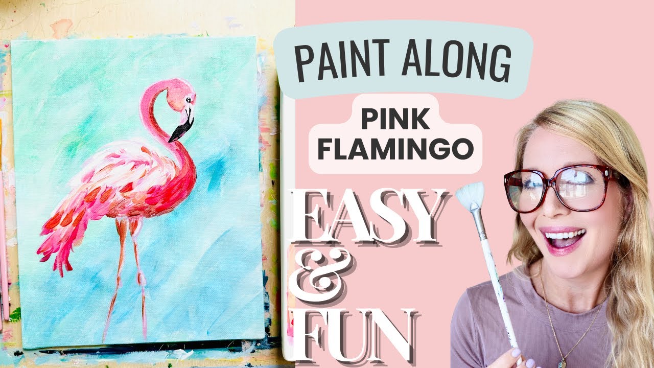 🦩 Happy Little Flamingo! 🌺 Easy Acrylic Painting Tutorial for Beginners 🎨
