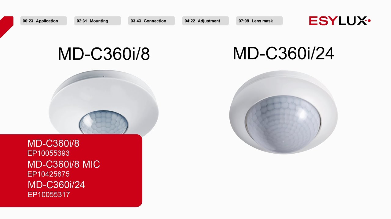 Montage & Installation: Bewegungsmelder l MD-C360i/8, MD-C360i/8 MIC und MD-C 360i/24