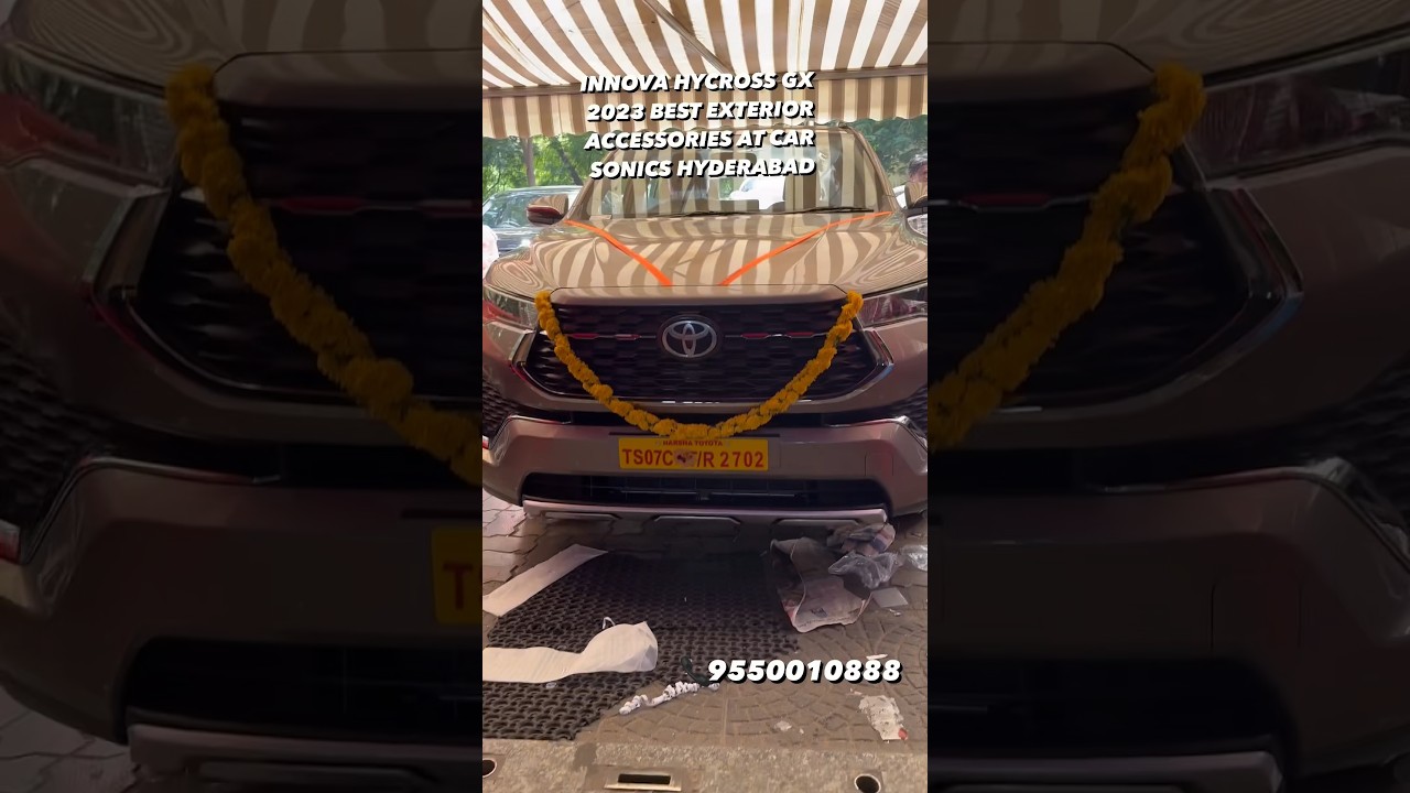 INNOVA HYCROSS GX WITH BEST EXTERIOR ACCESSORIES AT CAR SONICS HYDERABAD! #9550010888 #hycross #car