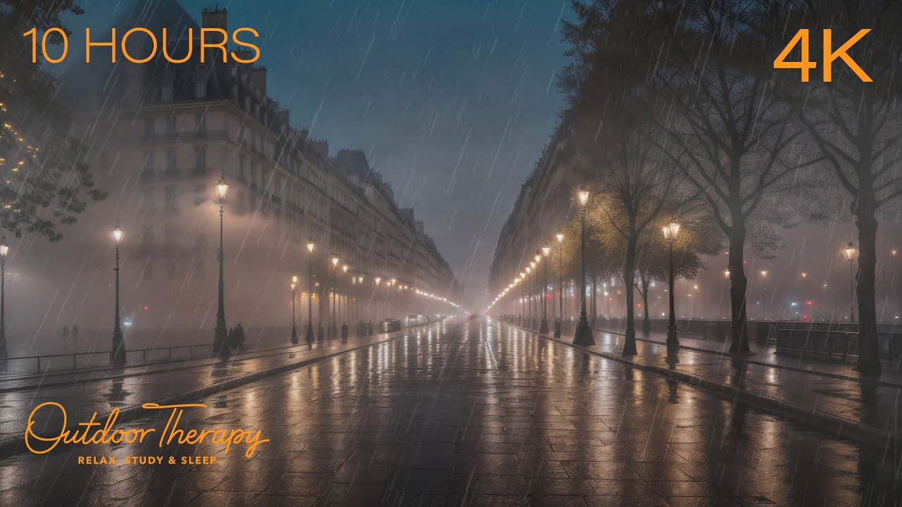 Stormy Night in Paris | A Relaxing and Steady Rain on Stone Streets | STUDY | SLEEP | 10 HOURS