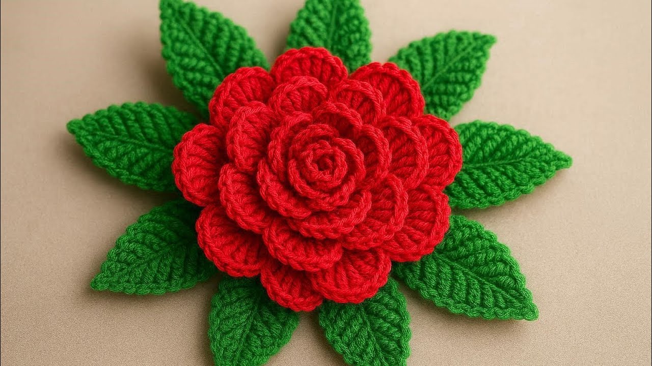 Crochet Rose Leaf Tutorial for Beginners — Easy Step by Step
