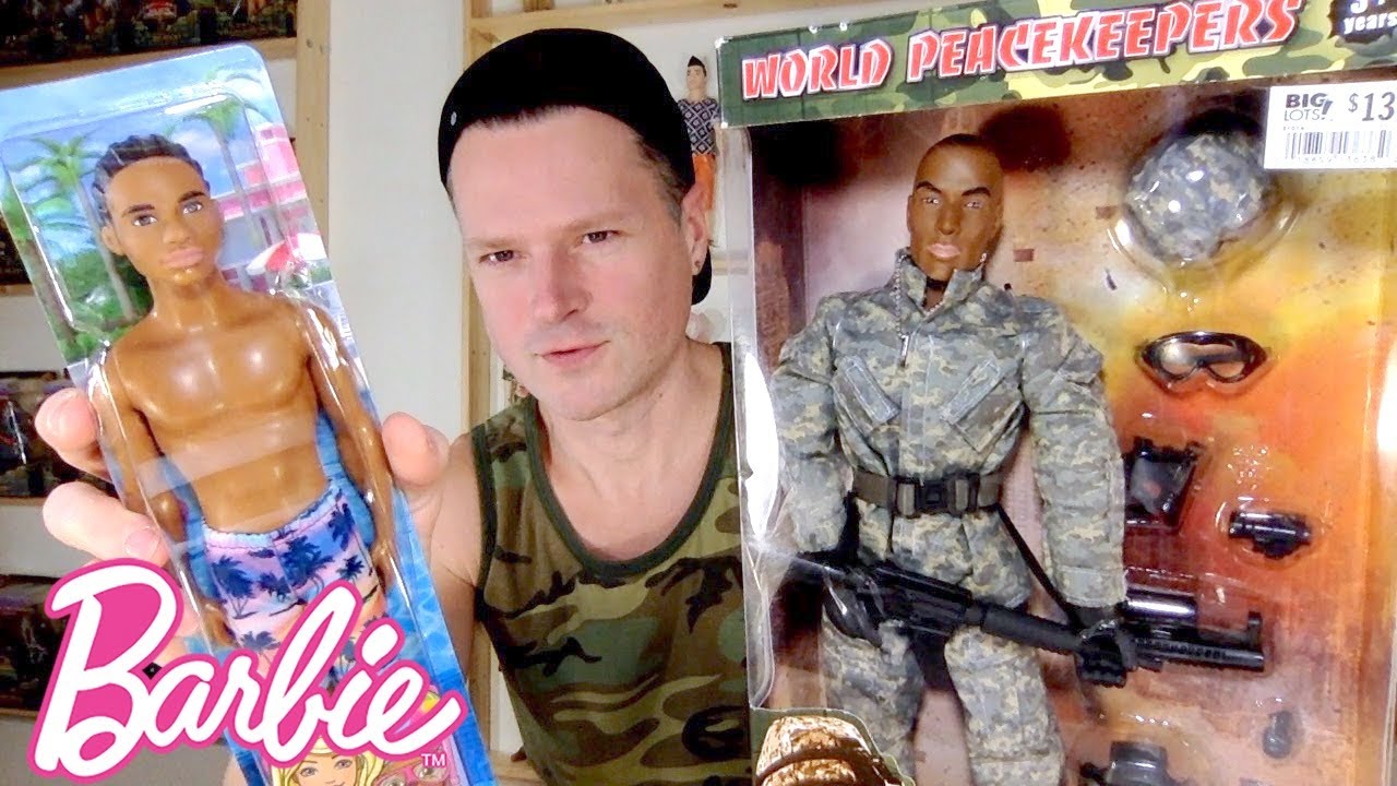 BARBIE 2020 WATER PLAY BEACH KEN DOLL VS WORLD PEACEKEEPERS AIRBORNE INFANTRYMAN BLACK HISTORY MONTH