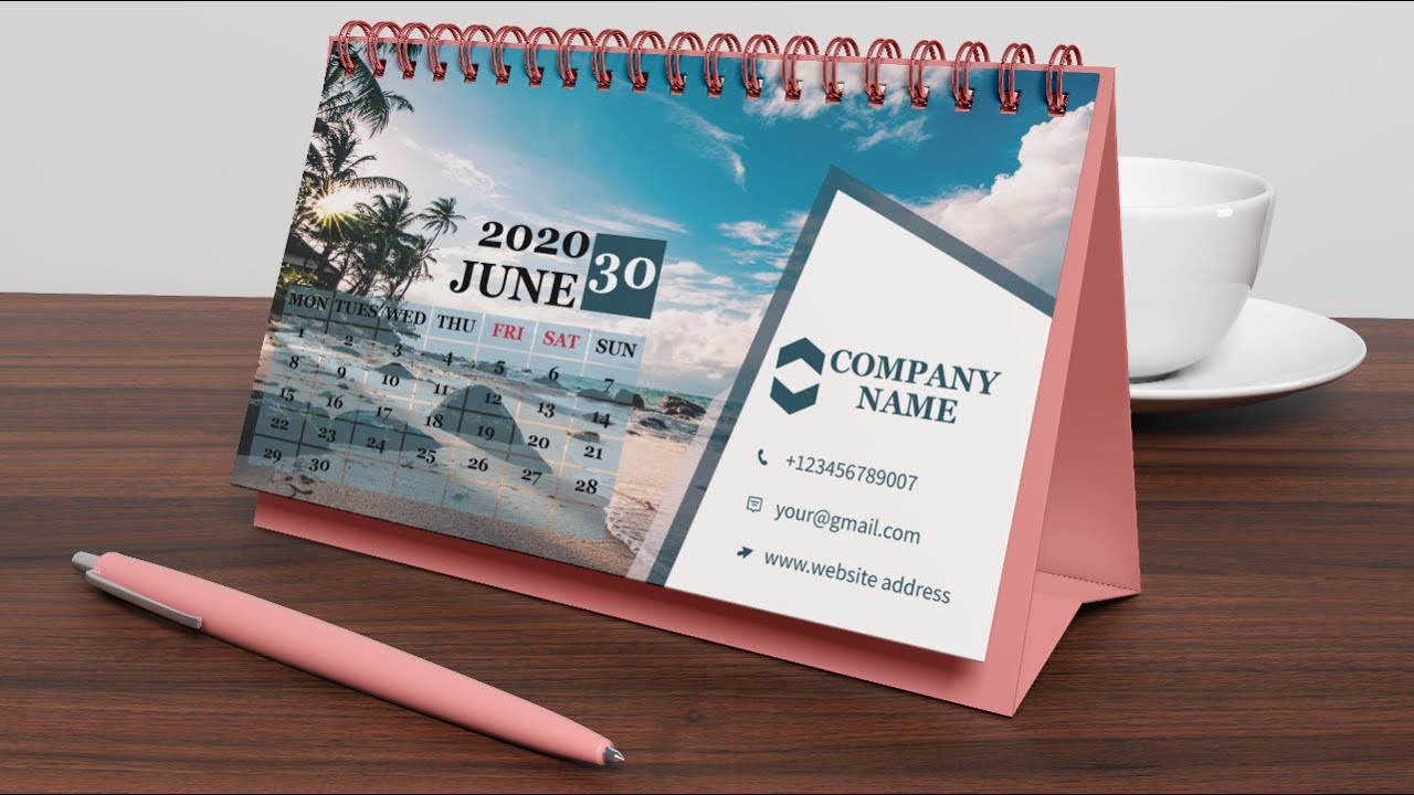 Calender Design in Illustrator||Print Ready Desk Calender 2020