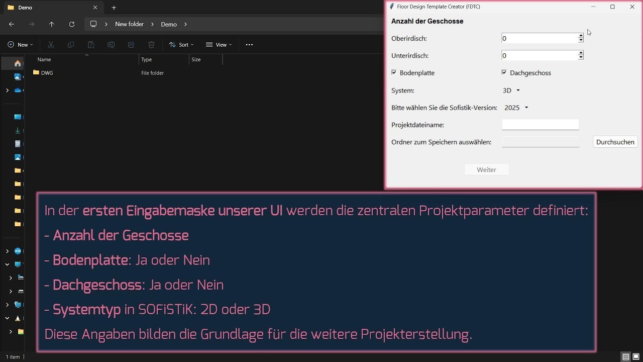 Automatisierte Erstellung von Templates: mehrgeschossige Gebäude mit Stahlbetonplatten für SOFiSTiK