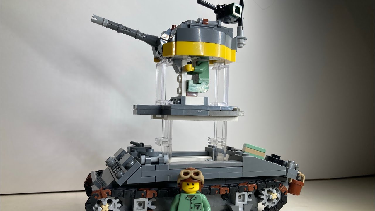Custom Lego M4 Sherman tank with functional turret basket