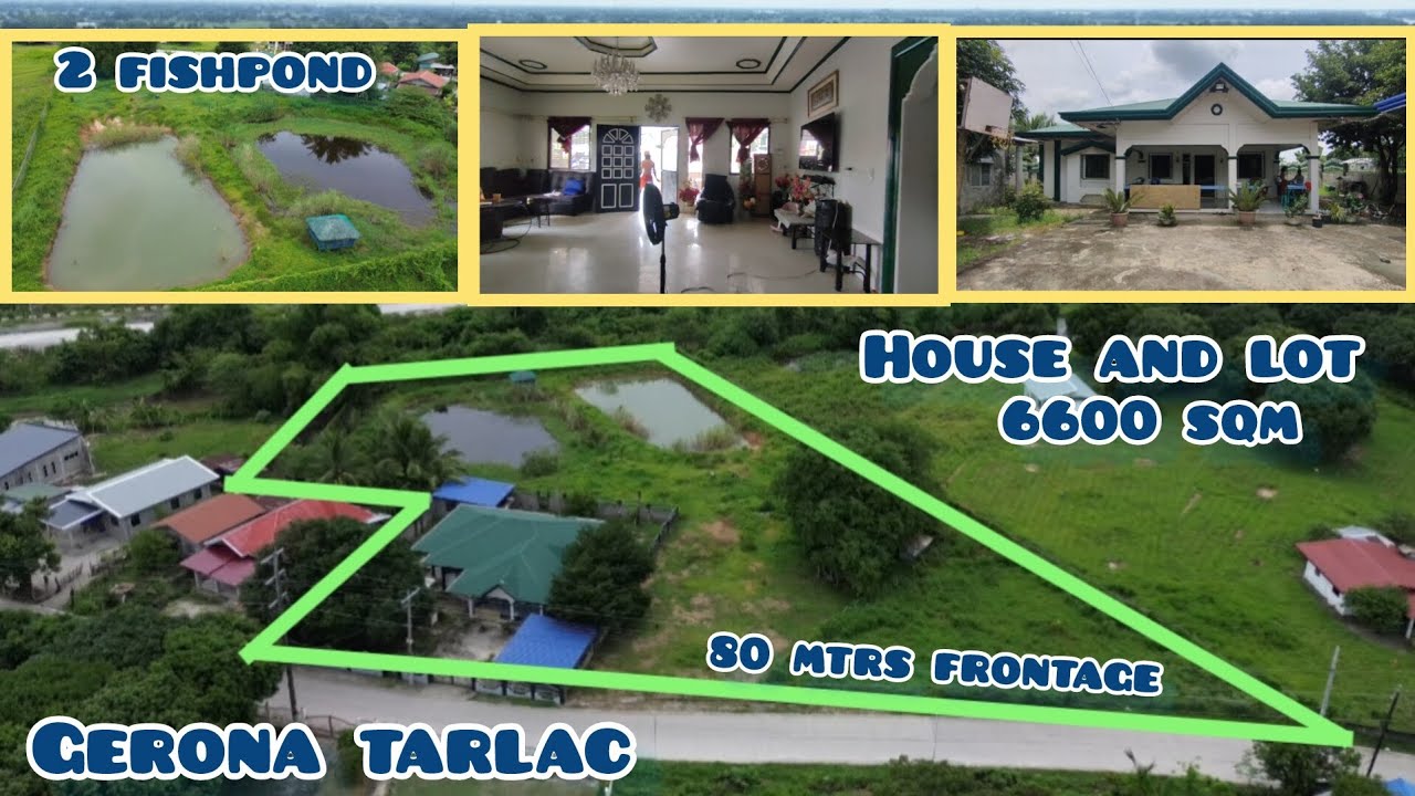 Lot#675 Gandang bahay 3 rooms 3 cr fully fence w/ 2 fishpond 1 kubo,80 mtrs frontage gerona tarlac 