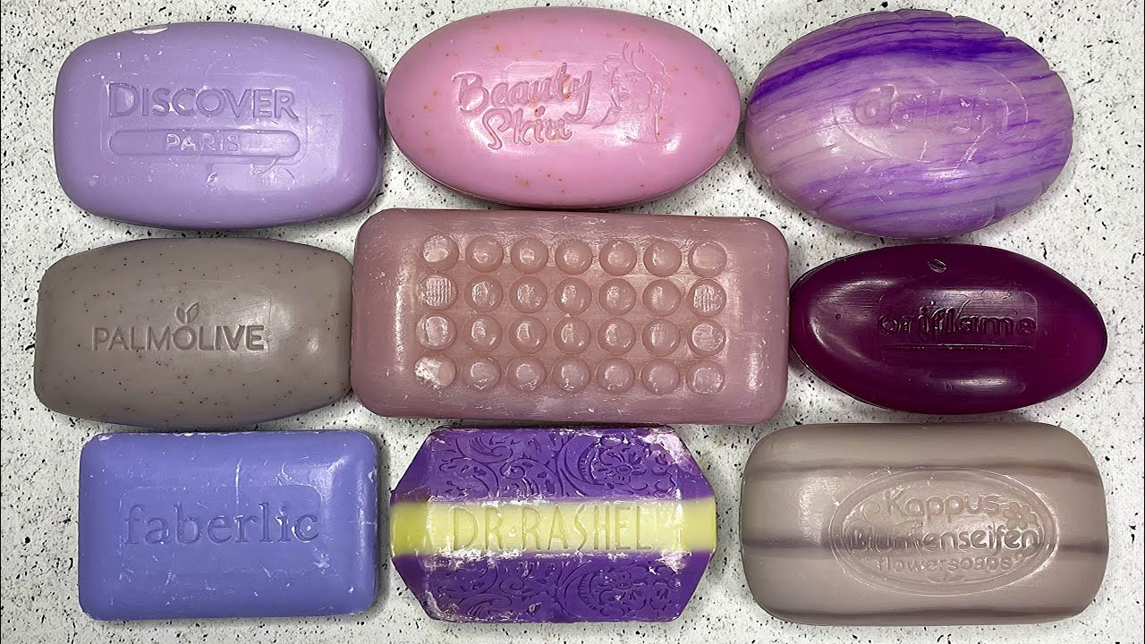 Purple Soap Set. Asmr Soap Cutting. Relaxing Sounds. Carving soap. Satisfying ASMR Video.