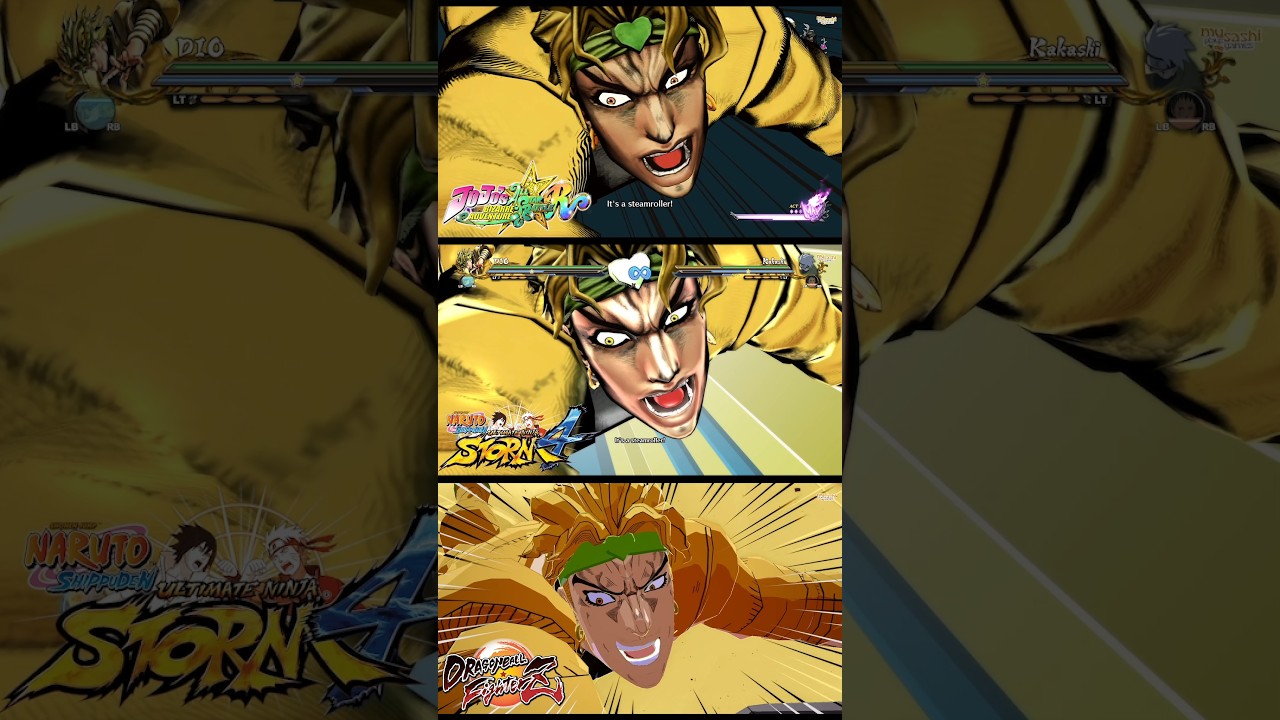 DIO Road Roller! Comparison - JoJo ASBR vs Naruto Shippuden Ultimate Ninja Storm 4 vs DBFighterZ