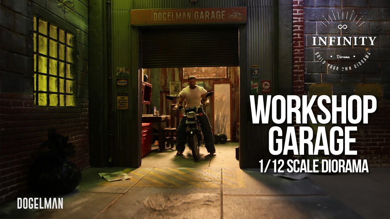 WORKSHOP GARAGE DIORAMA BY INFINITY DIORAMA 1/12 SCALE - TOYSPHOTOGRAPHY - STOP MOTION