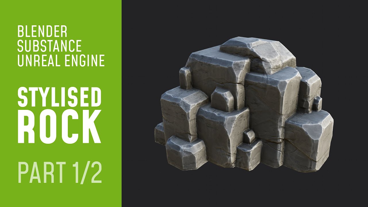(PART 1) Modeling, Texturing, Rendering | Blender, Substance Painter, UNREAL | Stylised Blocky Rocks