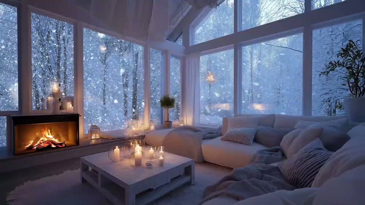 3 Hours Soft Piano ❄️ Winter Snowfall Ambience for Study, Focus & Stress Relief