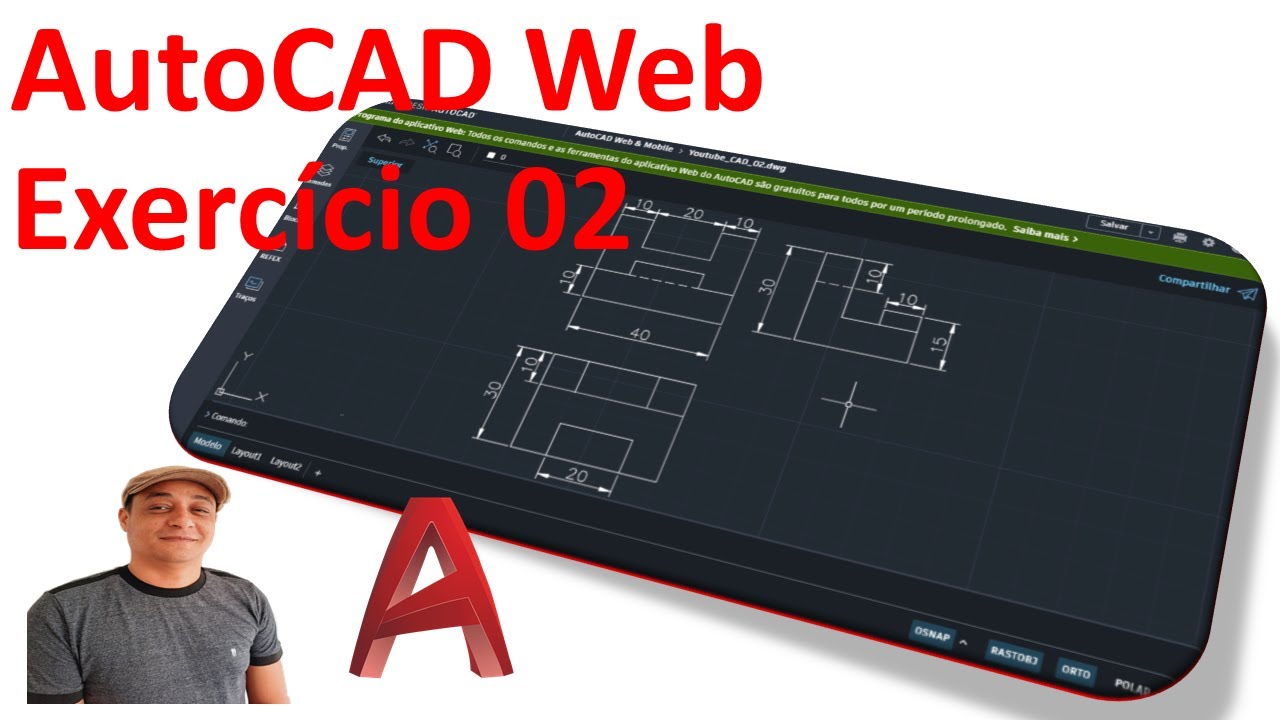Autocad Web Exercício02- Criando um Desenho com Vistas no Autocad Web