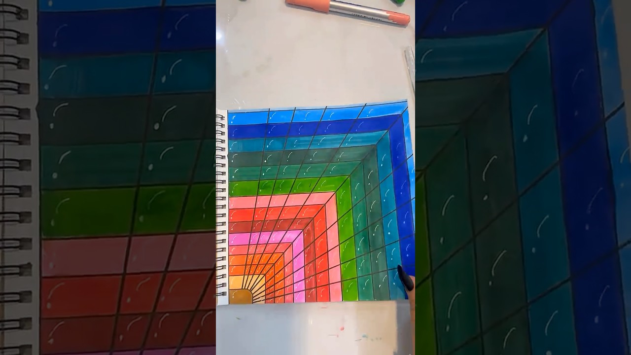 ASMR Coloring Grid Illusion 🎨 | So Satisfying to Watch 👀