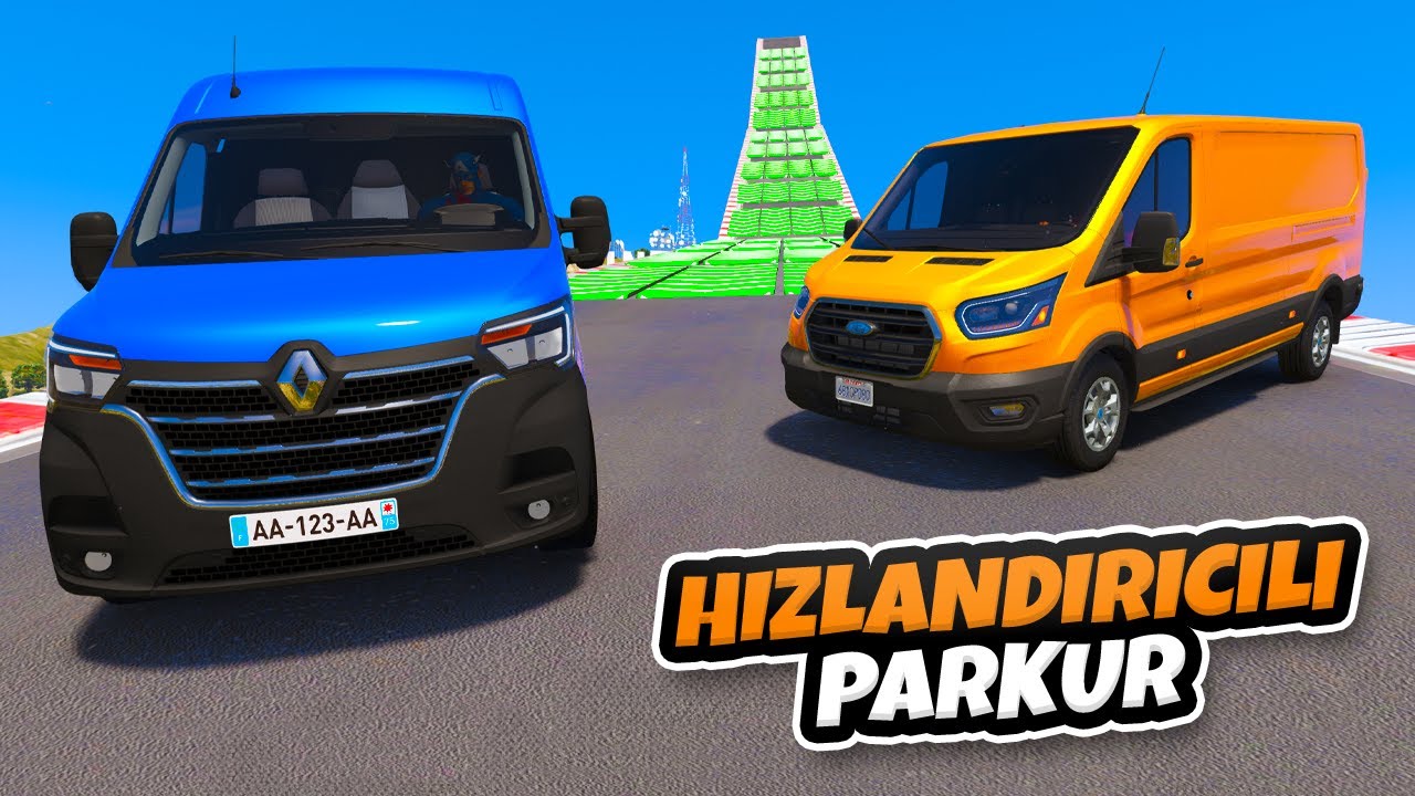 Güçlü Panelvan Arabalar Hızlandırıcılı Parkurda - GTA 5