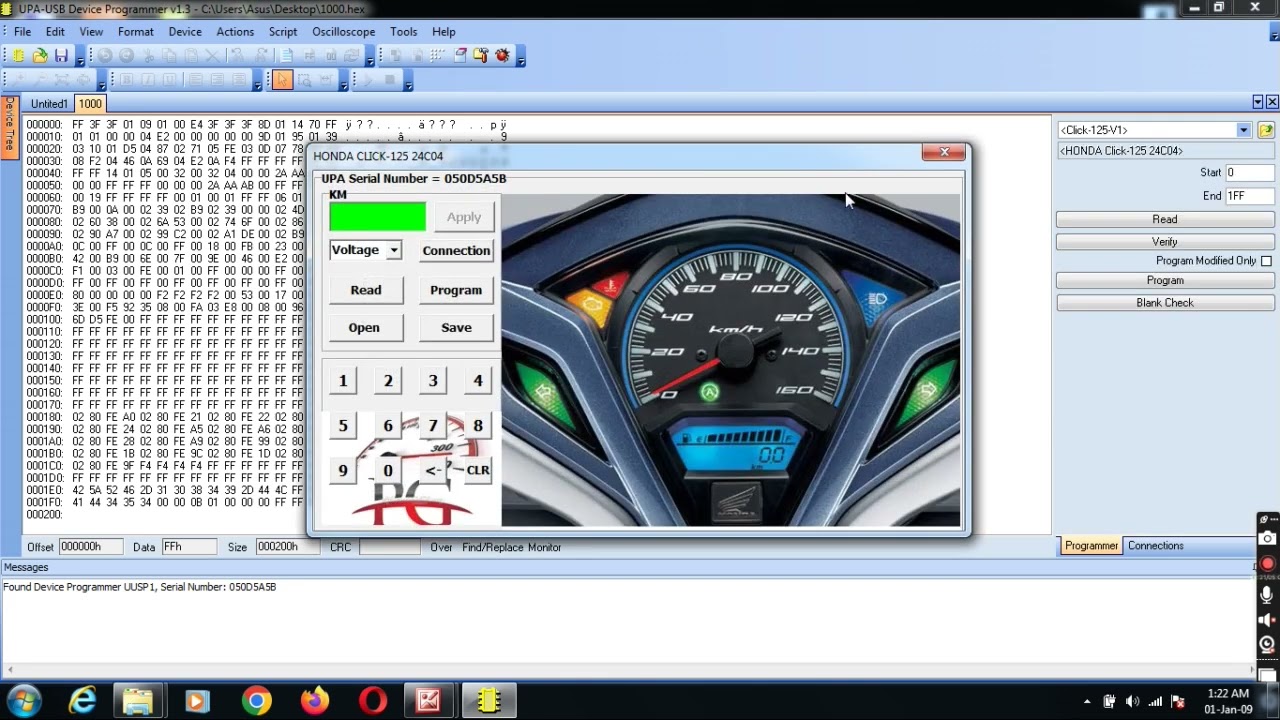 How to write Kilomiter for EEPROM (Memory IC) with UPA USB Programmer