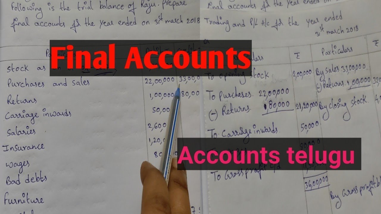 #accounting  ||how to prepareFinal accounts|| trading &profit and Loss&Balance sheet||telugu
