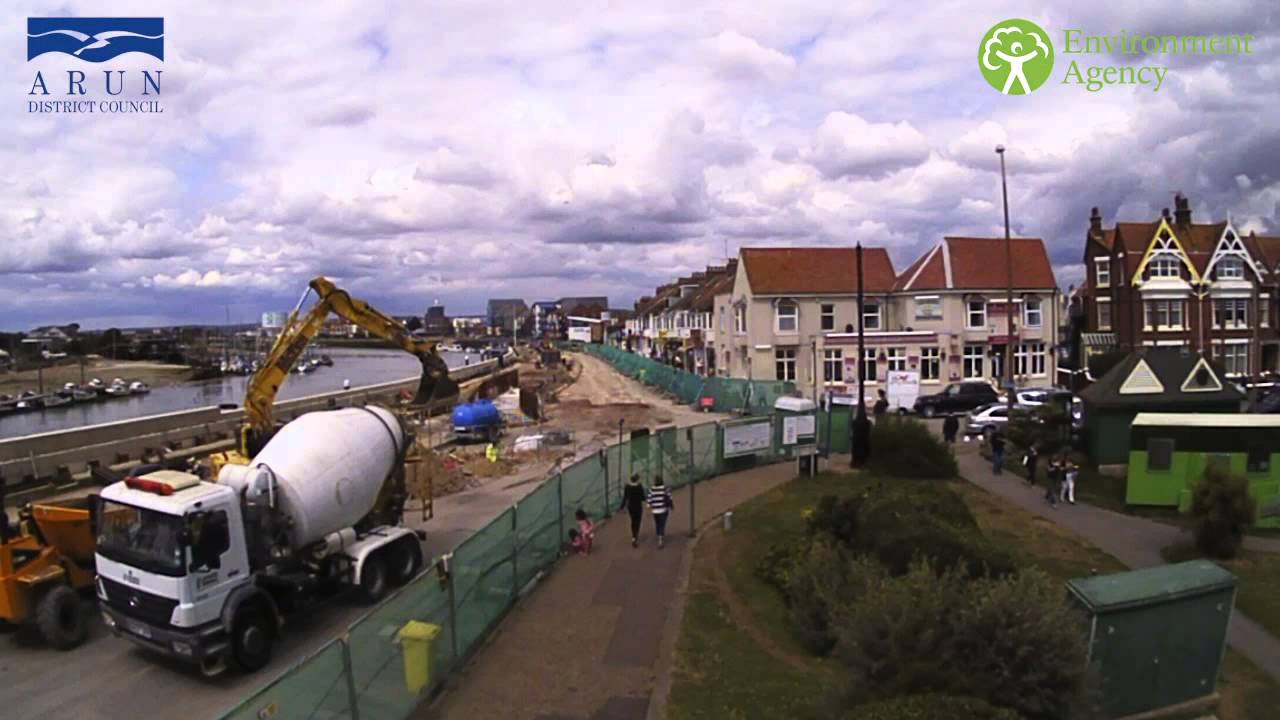 Littlehampton River Arun East Bank regeneration from Oyster Pond