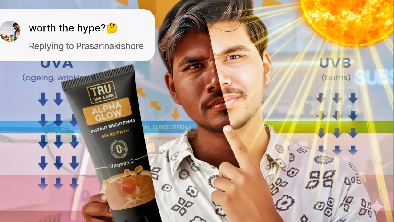 No White Cast, 🤔Only Glow?! TRU Alpha Glow Sunscreen REVIEW ✅IN TELUGU 