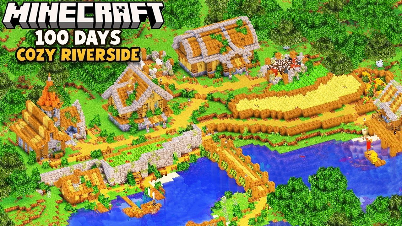 I Survived 100 Days Building the Ultimate Riverside Base in Minecraft
