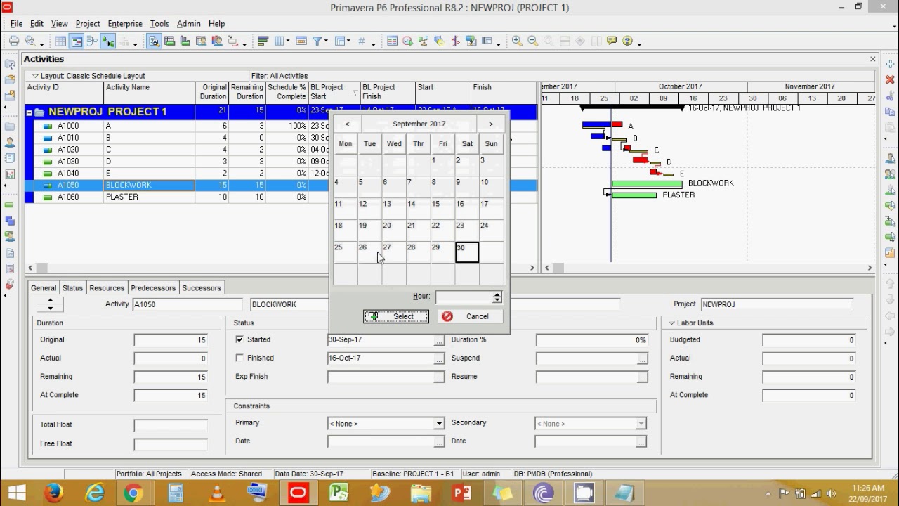 Primavera P6  Scheduling, Baseline & Updating Progress