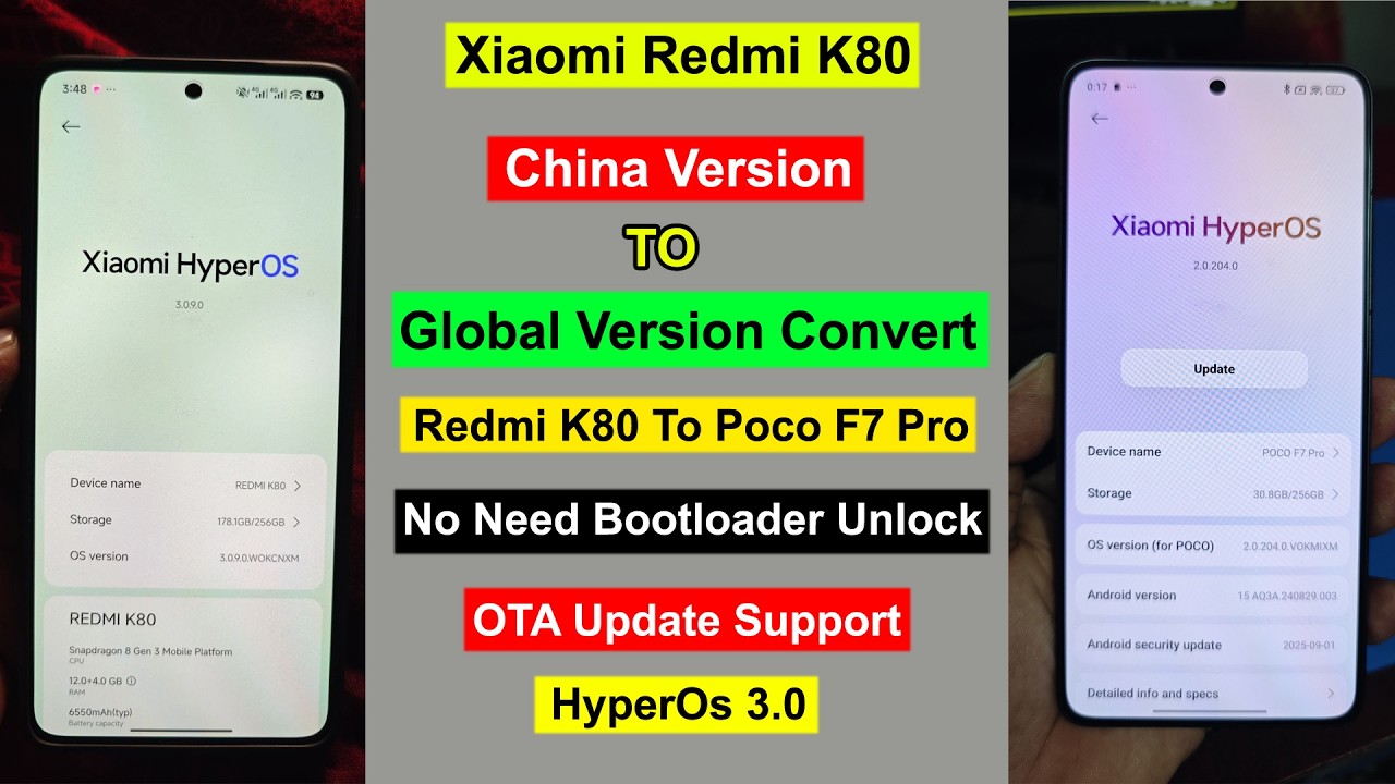 Redmi K80 China To Global Rom Convert/Xiaomi/Redmi China To Global Convert Without Bootloader Unlock