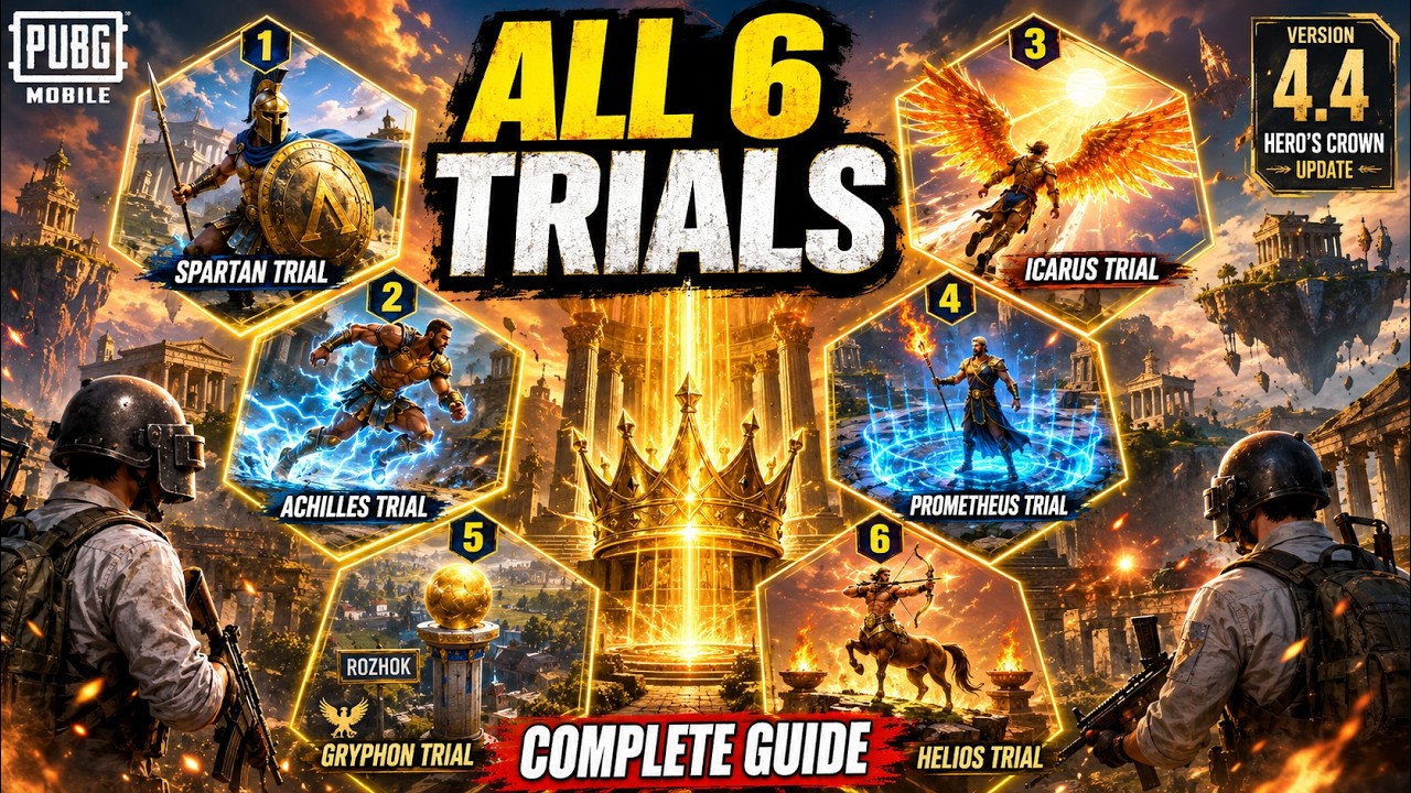 PUBG Mobile 4.4 All Trials Guide | Helios | Spartan | Achilles | Icarus | Prometheus | Gryphon