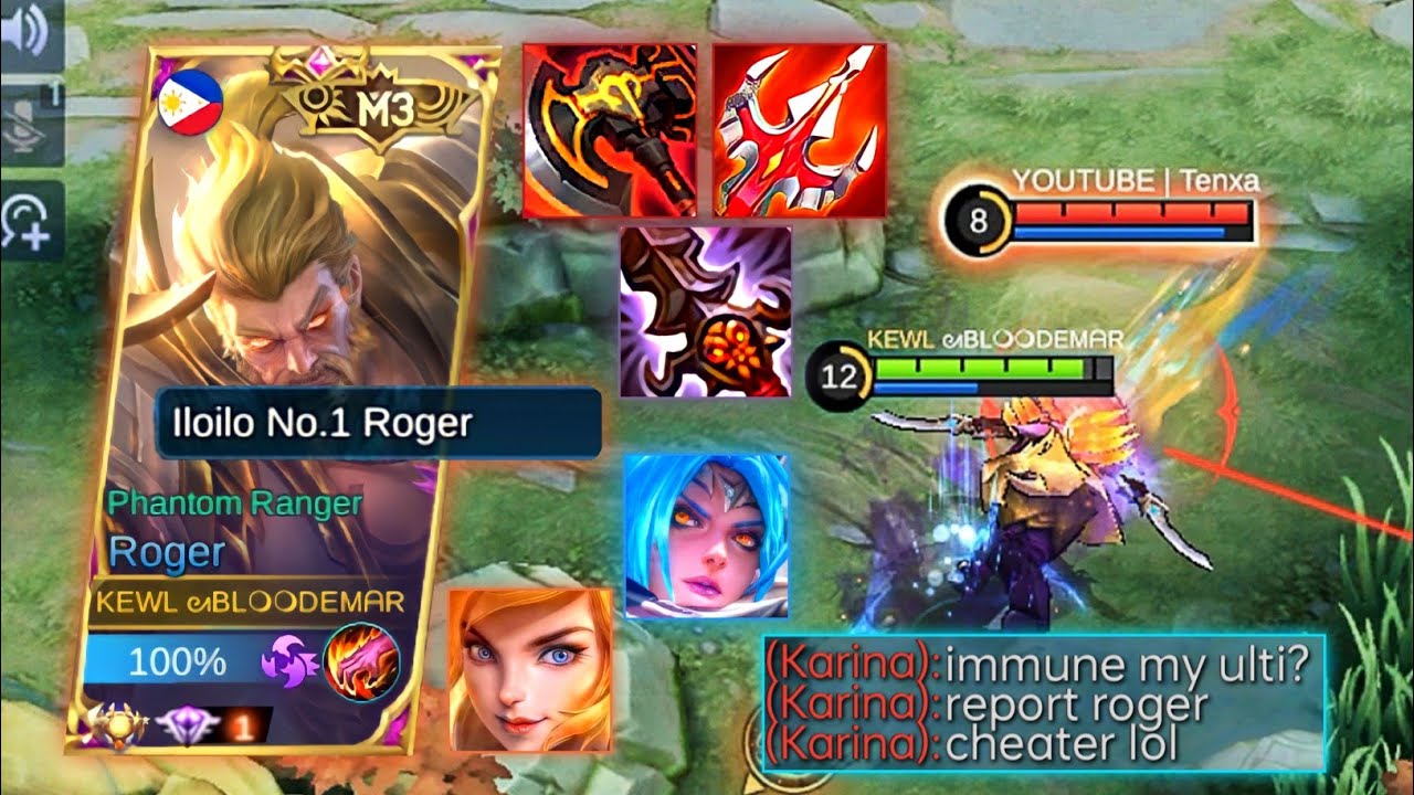 ROGER IMMUNE GOD VS TWO AGGRESSIVE ASSASSIN'S!! | RIP KARINA ULTI | GOD MODE IN THIS GAMEPLAY | MLBB