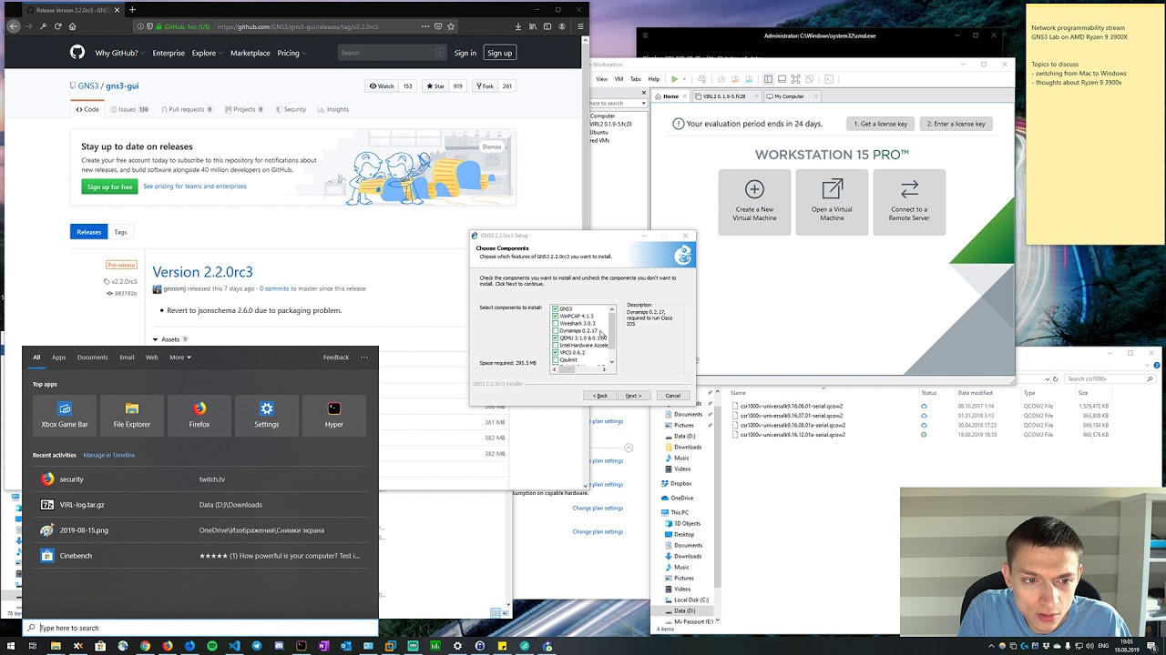 GNS3 lab on AMD Ryzen 9 3900x – stream 45