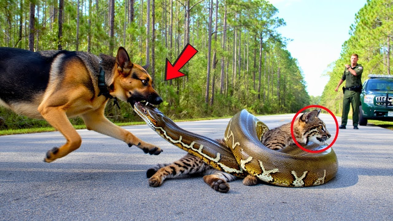 K9 Hero Saves Bobcat from 20 Foot Python — What He Did Next Brought Everyone to Tears