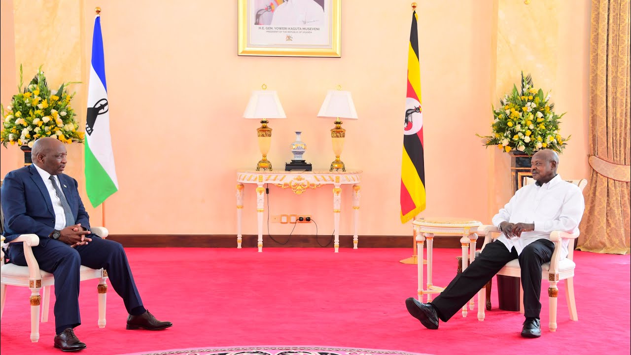 H.E Museveni hosts Lesotho's Prime Minister Sam Matekane at State House - 