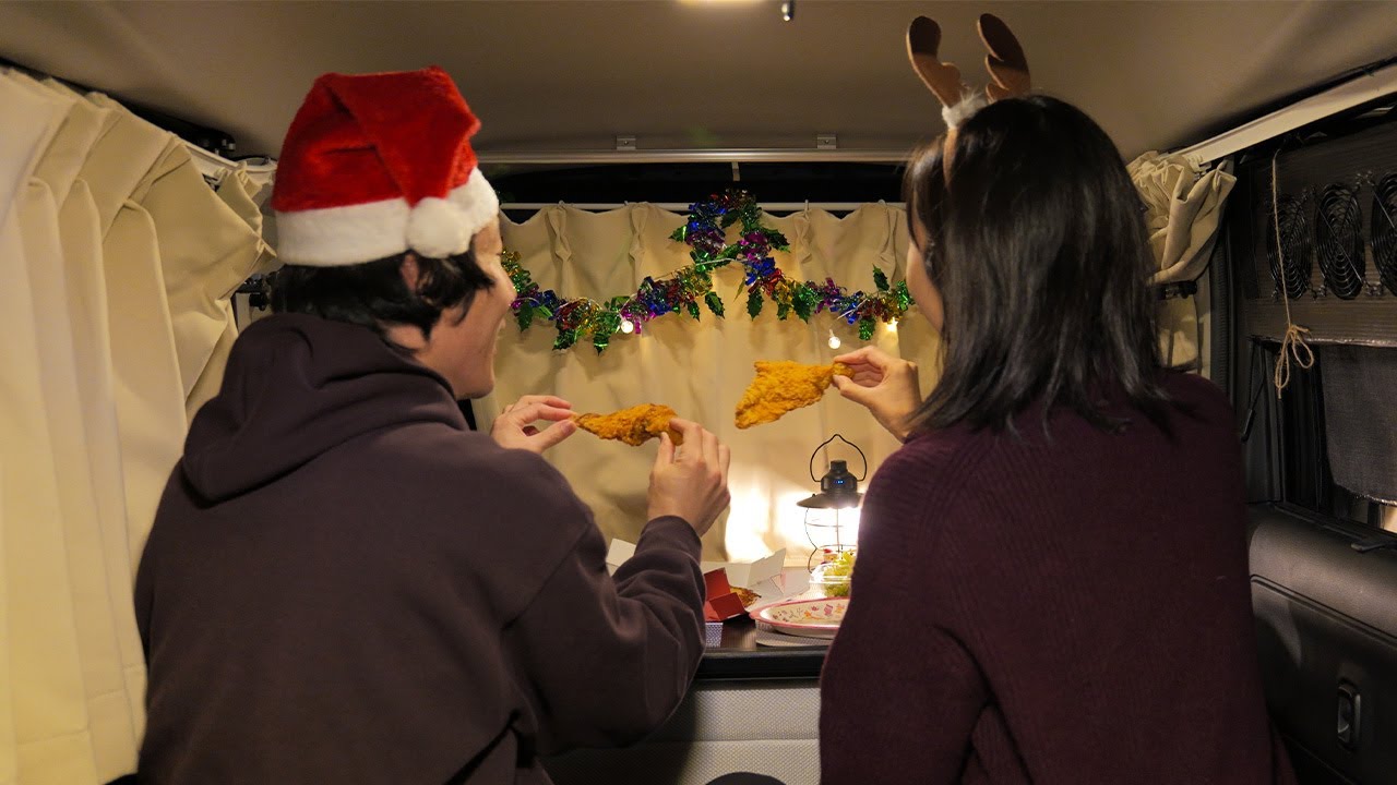 【車中泊】車内でクリスマスパーティー｜翌日は横浜のクリスマスマーケット