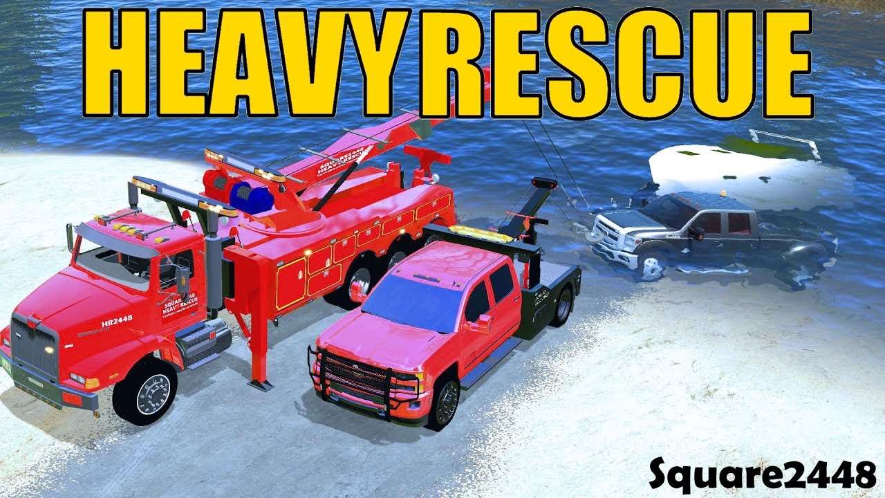 Farming Simulator 17 - Heavy Rescue - Truck & Boat Under Water At Boat Ramp