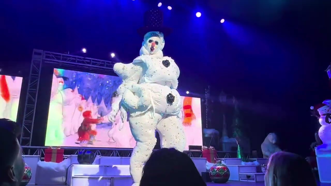 A Drag Queen Christmas Detroit 23 Crystal Methyd as a snowman