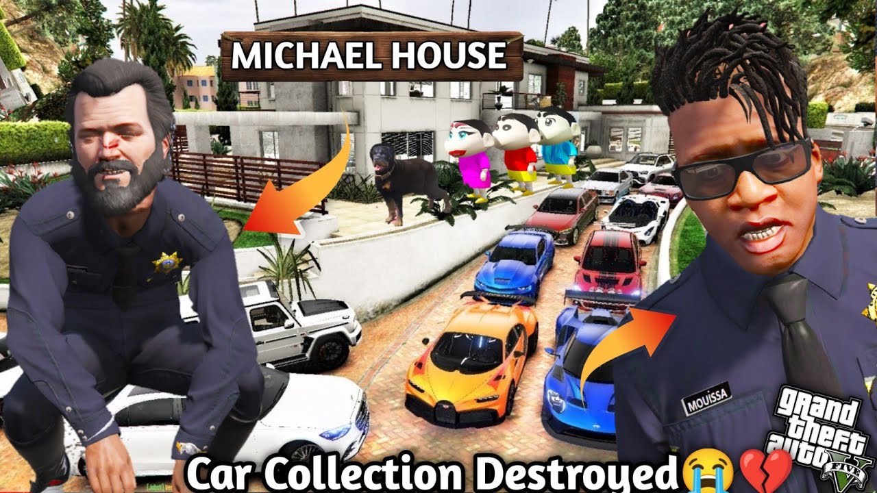 GTA5: Franklin All Car Collections Stolen By Michael & Parket At Mansion 😭Shinchan Broke💔Ps Gamester