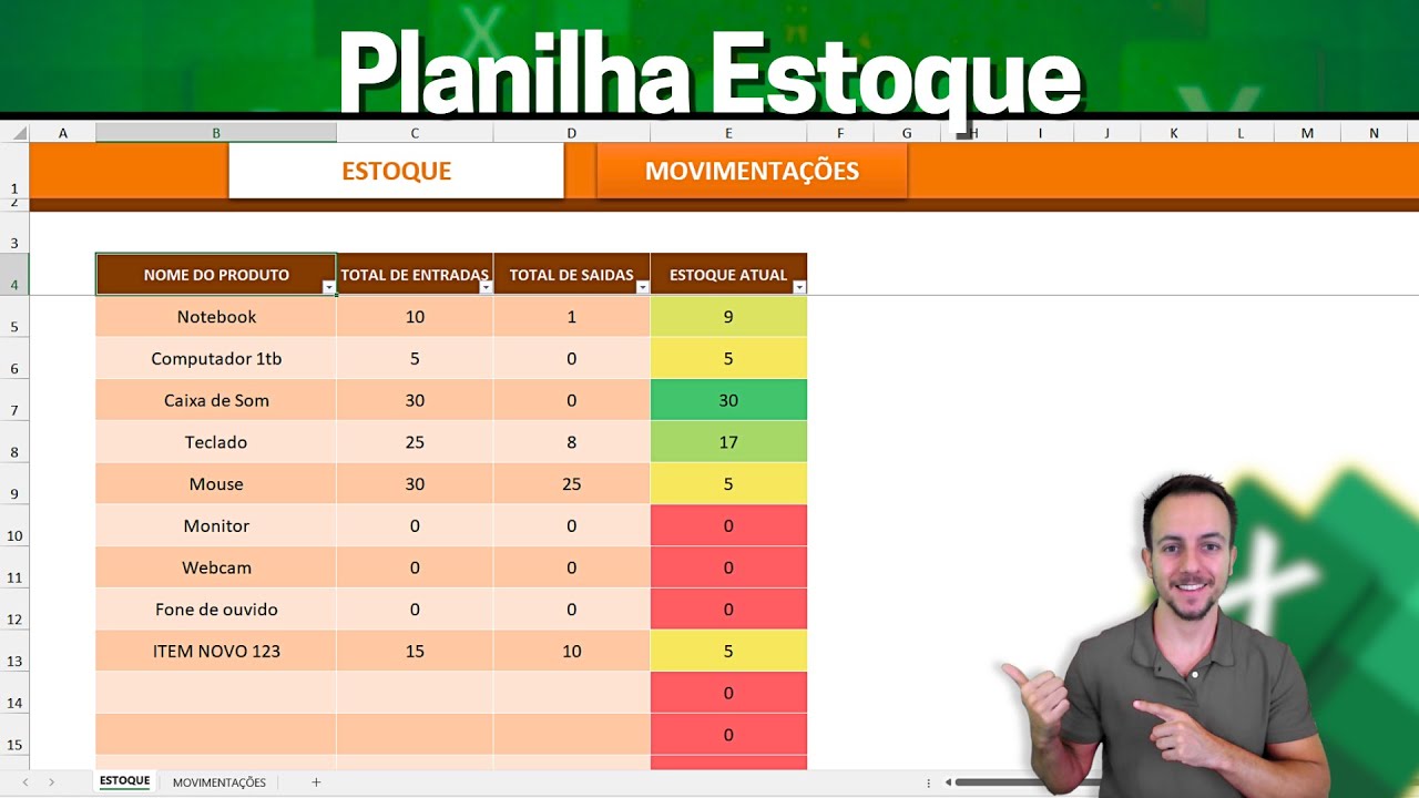 Como fazer Planilha Controle de Estoque no Excel com Entradas e Saídas de Materiais