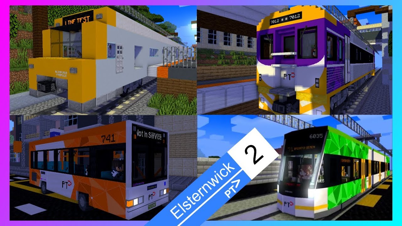 Minecraft trains, trams and buses at Elsternwick