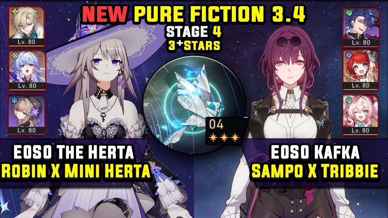 E0 The Herta Carry W/ Robin & E0 Kafka Carry W/ Sampo (3 Stars) Pure Fiction 4 Honkai Star Rail 3.4
