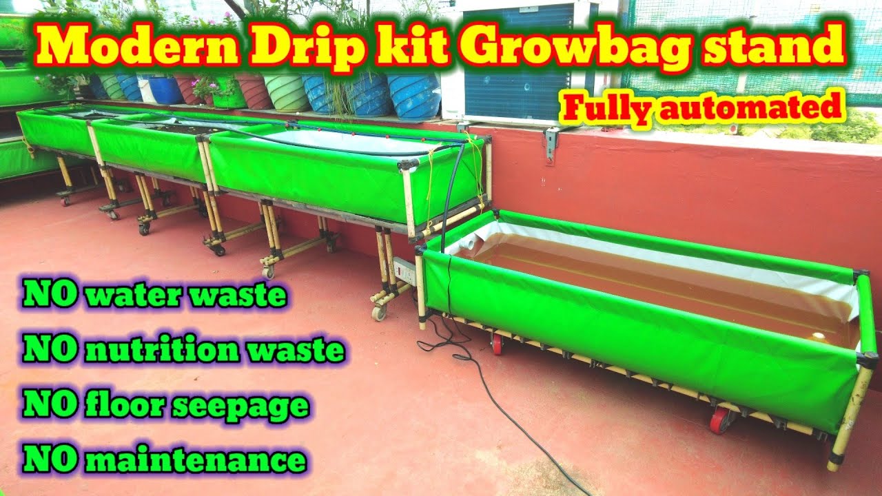 Modern drip kit grow bag stand | fully automated| guna garden stand | துளி நீர் கூட தரையில் சிந்தாது